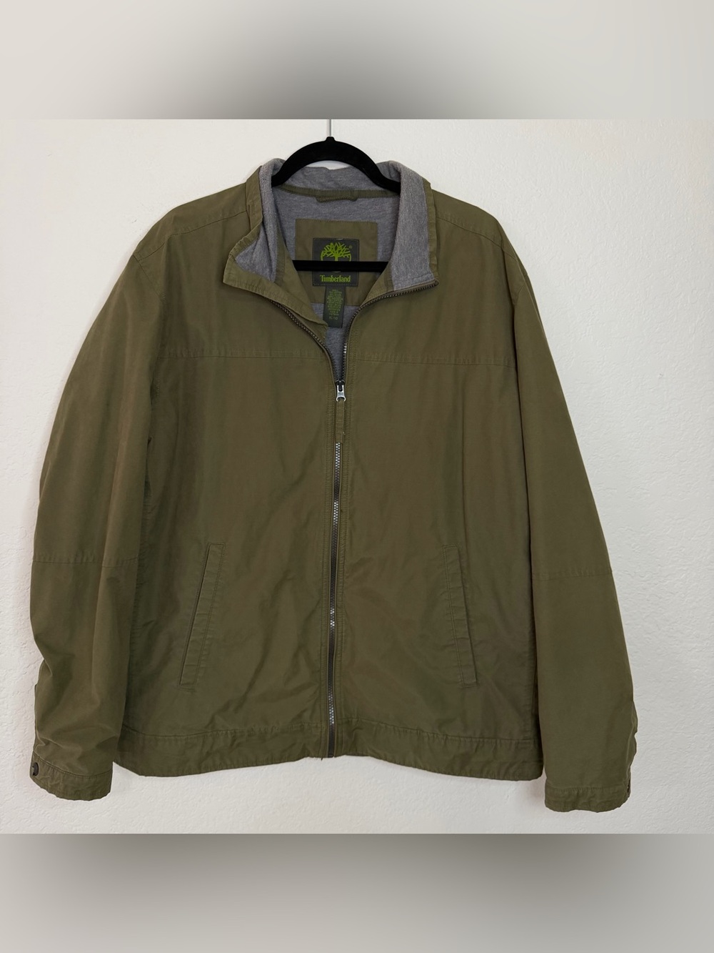 VTG Timberland Olive Green Full Zip Lined Windbreaker Jacket Men’s Size XL